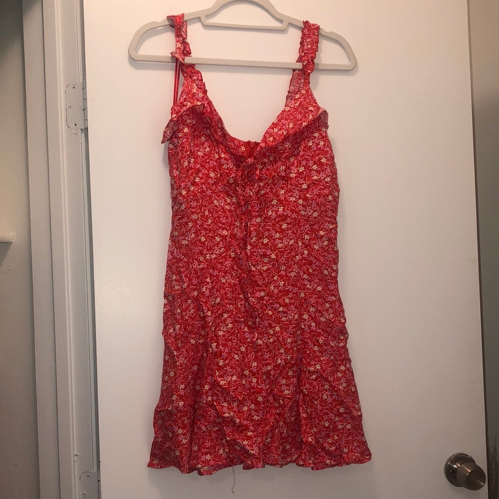 Red and Pink Floral Zara Dress